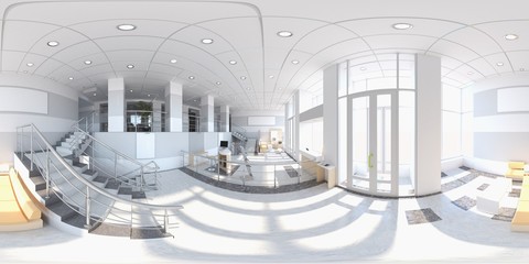 Obraz premium sferyczna panorama wnętrza, ilustracja 3D