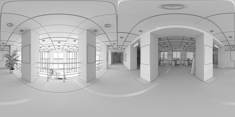 spherical panorama of the interior, 3D illustration