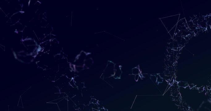 Animation of triangle forming others forms on blue background