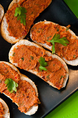 Sandwiches with spicy tuna elegantly served