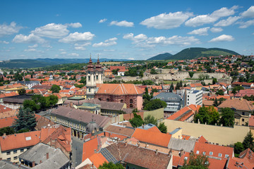Fototapeta na wymiar Aerial view Eger, Hungarian Country town with Minorite church