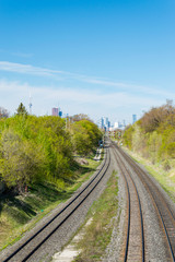 Fototapeta na wymiar Railroad tracks leading into Toronto
