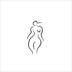  line illustration of a woman silhouette logo design