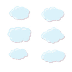 Blue bubbles cloud. Isolated Cartoon flat illustration. White sky and good summer weather