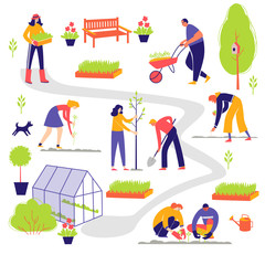 People spend time in a garden.