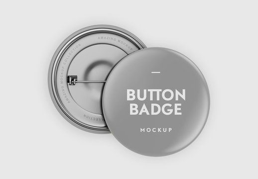 Grey pin button, vector. Pin button set. Collection of realistic