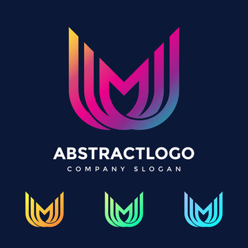 Colorful MU M U initial based icon logo Unique stylish