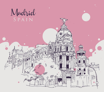 Drawing sketch illustration of Madrid