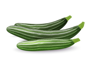 Three zucchini isolated on a white background. Fresh vegetables isolated on a white background. Vector illustration.
