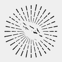 Obraz premium Vintage map of Solomon Islands. Grunge sunburst around the country. Black Solomon Islands shape with sun rays on white background. Vector illustration.