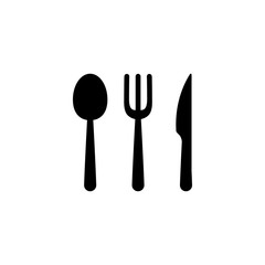Fork, spoon and knife isolated vector illustration. Cooking logo black silhouette icons.