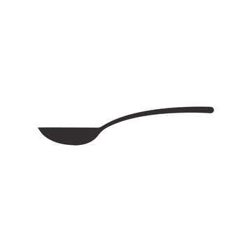 Spoon icon empty isolated on white. Black silhouette vector illustration.