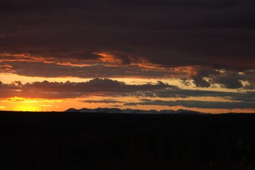 Orange sunset at the beginning of the Polar summer