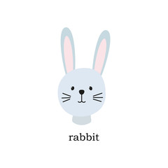 Obraz na płótnie Canvas Cute rabbit head vector. Animal cartoon print illustration isolated on white.