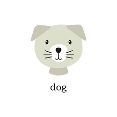 Cute dog head vector. Animal cartoon print illustration isolated on white