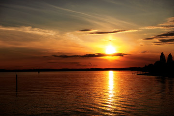 View on lake Bodensee during sunset