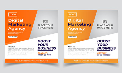 Social Media Post promotion template. Modern promotion square web banner for a digital marketing agency. Businness promotion post.