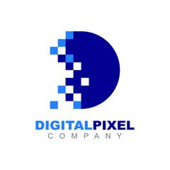Letter D Pixel Technology Creative Logo Symbol