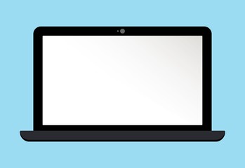 Flat laptop in mockup style. Empty monitor computer for your business. Blank screen for web