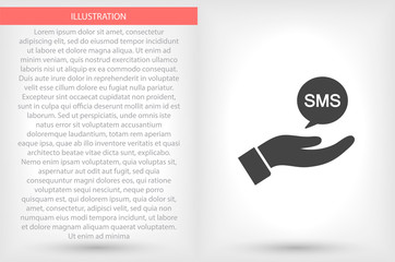 SMS in the hand icon , lorem ipsum Flat design