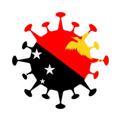 Papua New Guinean flag inside a virus. Vector illustration.