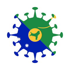 Christmas Island flag inside a virus. Pandemic concept.