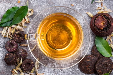 Different pressed Chinese pu-erh tea