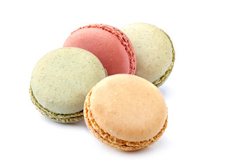 Sweet  macarons assorted isolated on white background. Clipping Path.