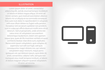 Computer vector icon , lorem ipsum Flat design
