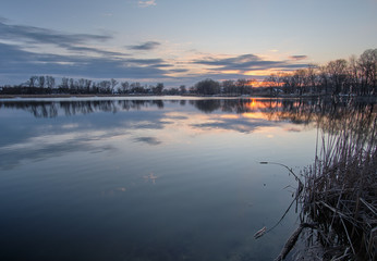 sunset over the lake