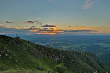 mountains and valleys during dusk