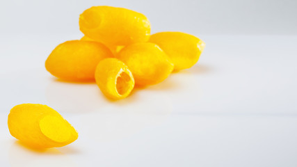 banner of yellow cocoon for face cleaning isolated