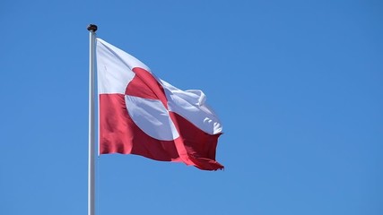 Greenland flag waving in the wind against deep blue sky at 1080p120 fps