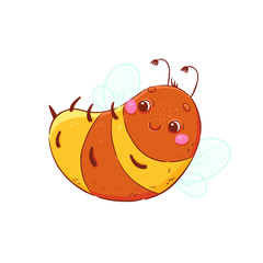 Cute little honey bee. Hand drawn vector illustration