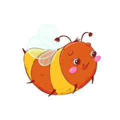 Cute little honey bee. Hand drawn vector illustration