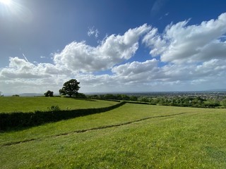 green field and blue sky cotswolds