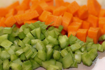 Mirepoix, the combination of carrot, celery and onion, is widely used in the preparation of different dishes.