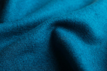 Texture of beautiful blue fabric as background, closeup