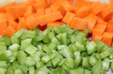 Mirepoix, the combination of carrot, celery and onion, is widely used in the preparation of different dishes.