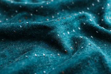Texture of beautiful dark blue fabric as background, closeup
