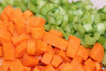 Mirepoix, the combination of carrot, celery and onion, is widely used in the preparation of different dishes.