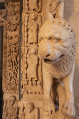 Fototapeta premium Detail of the Radovan's portal of the St Lawrence cathedral in Trogir, Croatia.