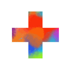 A multi-colored cross. Mixed media. Vector illustration