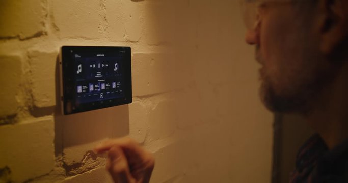 Man checking using home hub functions