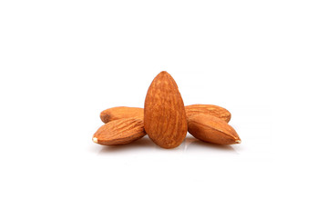 Organic Almond nut isolated. Almond slice. Full depth of field