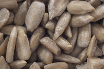 Peeled sunflower seeds close up (macro)