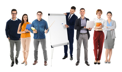 Obraz premium Group of teachers on white background. Banner design
