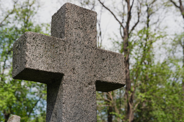 Old stone cross at the old cemetery