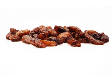 A Group Organic Dried raisins on a white background
