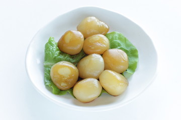 Japanese food, konjac and soy sauce simmered for healthy food
